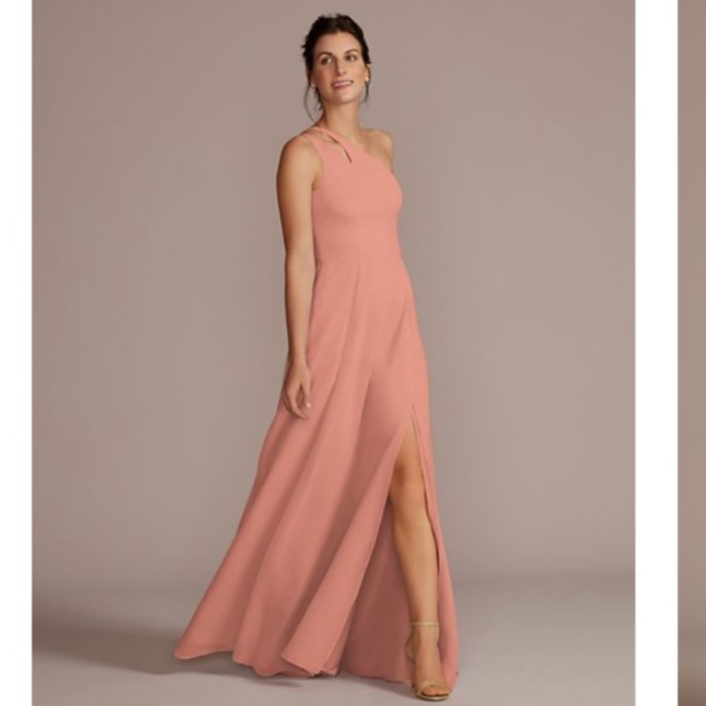 David’s Bridal One Shoulder Floor Length Bridesmaid Dress